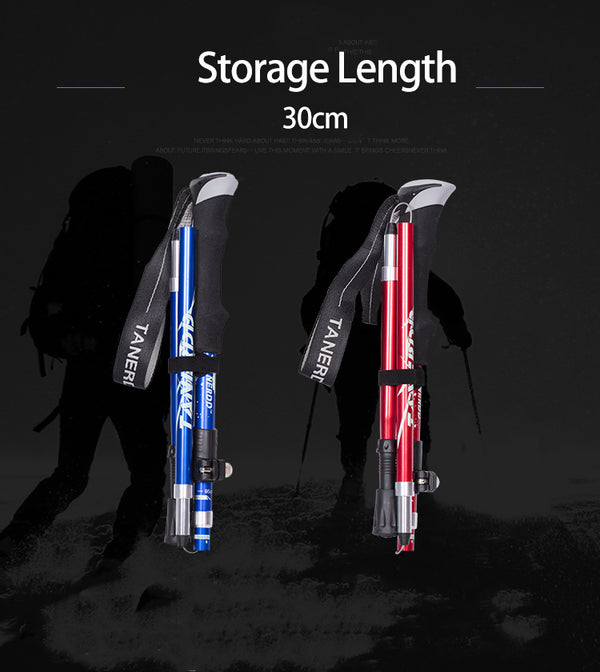 Folding  Stick Trekking Straight Handle Stick Ultra-light And Ultra-short Retractable Can Be Put In The Bag